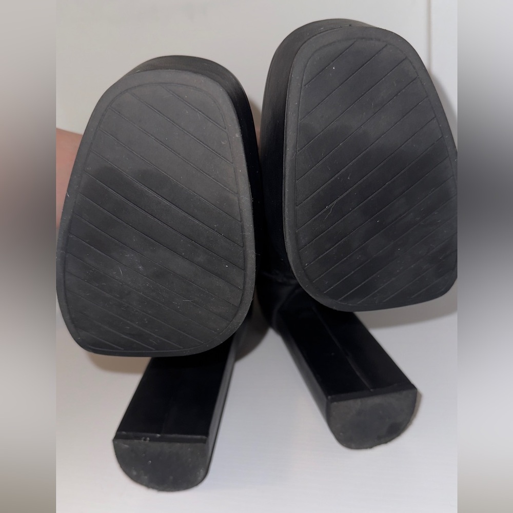 Zara Black Platform Block Heel Ankle Boots - Picture 8 of 10